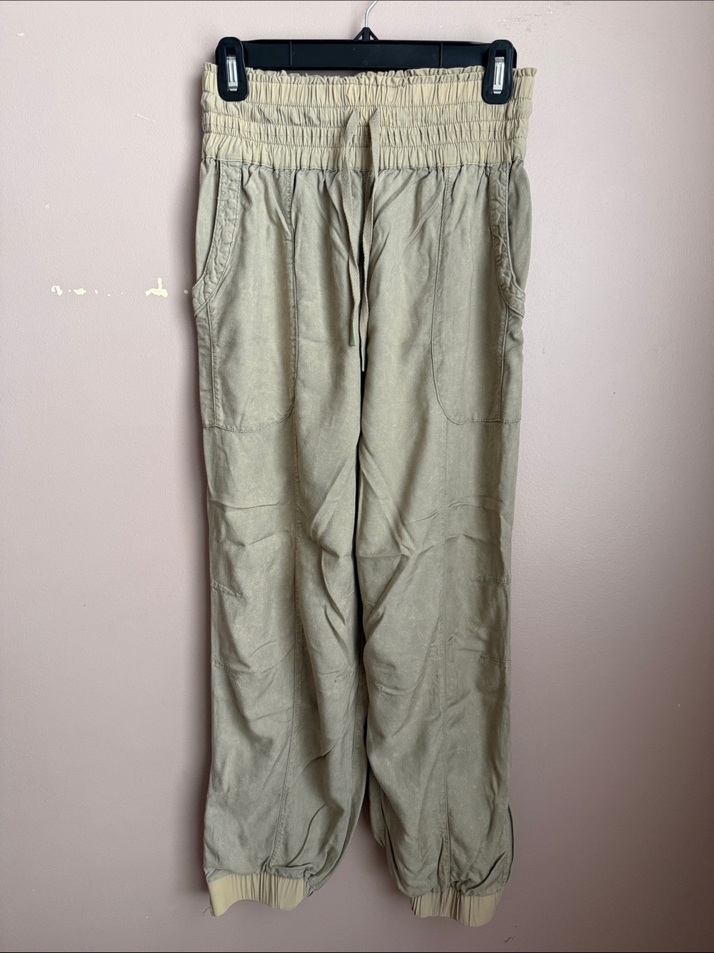 Free People movement Beige Elastic-Waist Drawstring Joggers